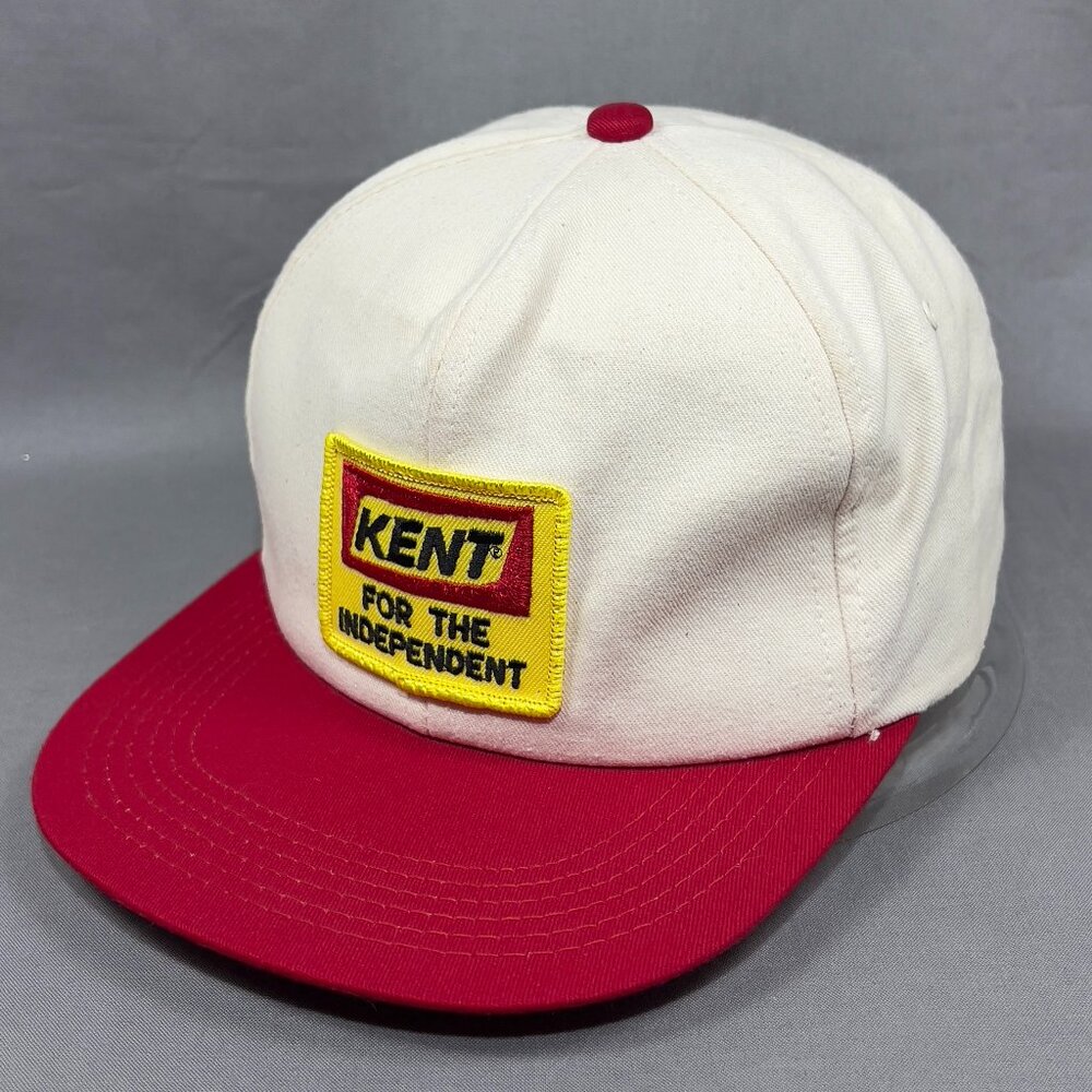 Vtg Kent Feed Seed Snapback Hat Cap K Products Red Farmer Rancher Patch USA Mens